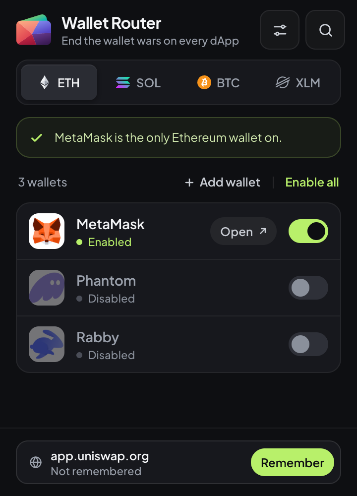 Resolved: MetaMask is the only Ethereum wallet on
